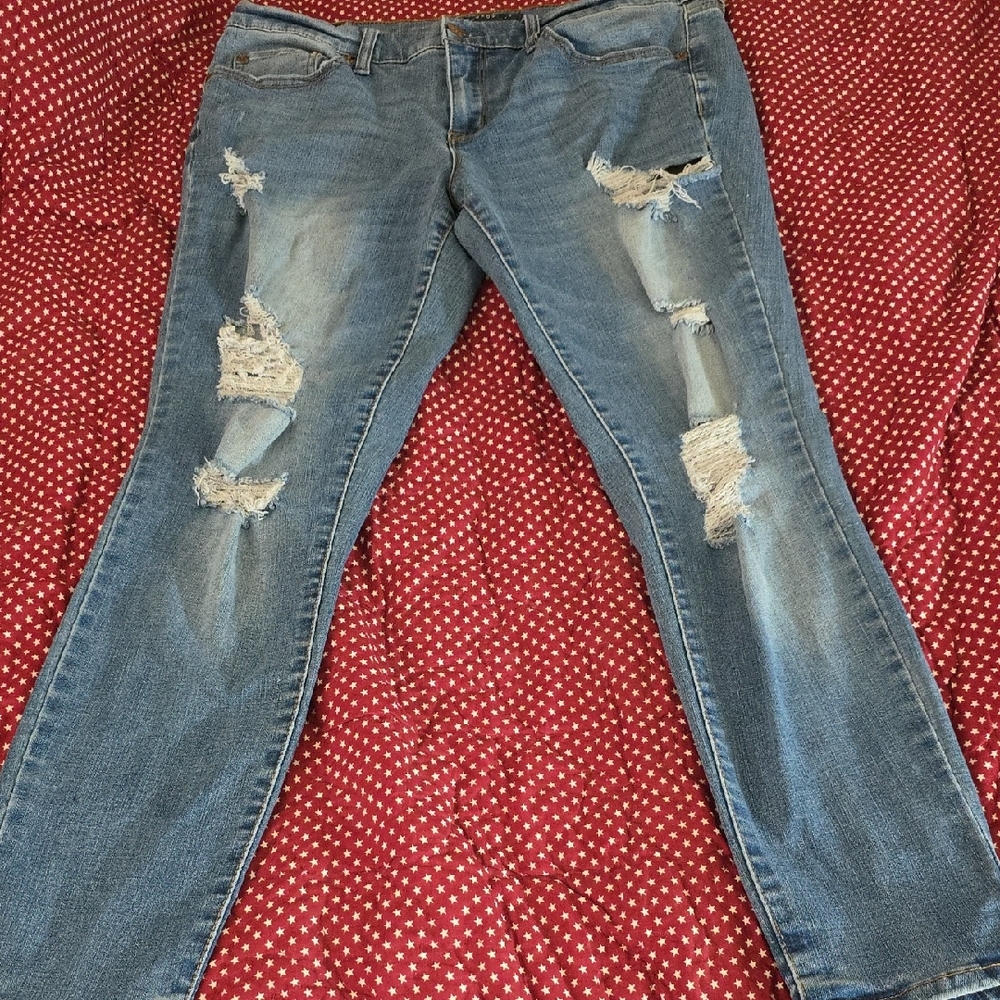 Aeropostale Ripped Light Blue Skinny Jeans
